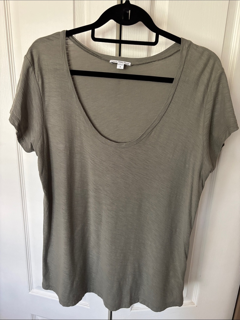 James Perse Scoop Neck Short Sleeve Tee in Sage Green